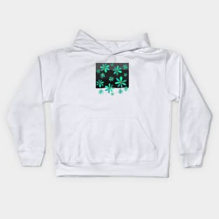 A Cascade of Daisies - Hand Drawn Design with Teal & Green Petals Kids Hoodie